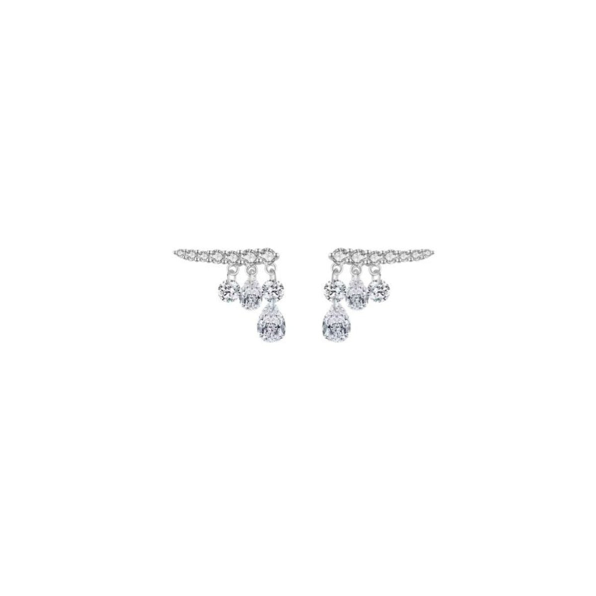 Sparkling Teardrop Crystal Ear Climber Earrings