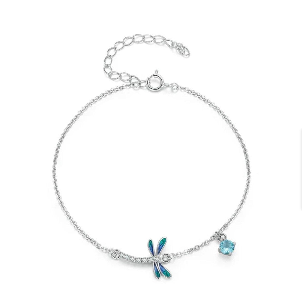 Dragonfly & Blue Crystal Anklet Bracelet