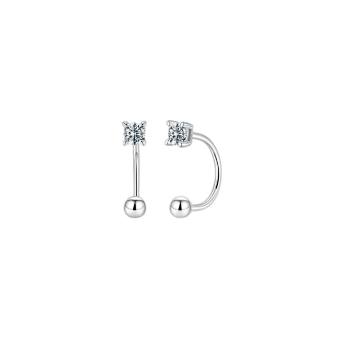 Minimalist Curved Bar Crystal Stud Earrings