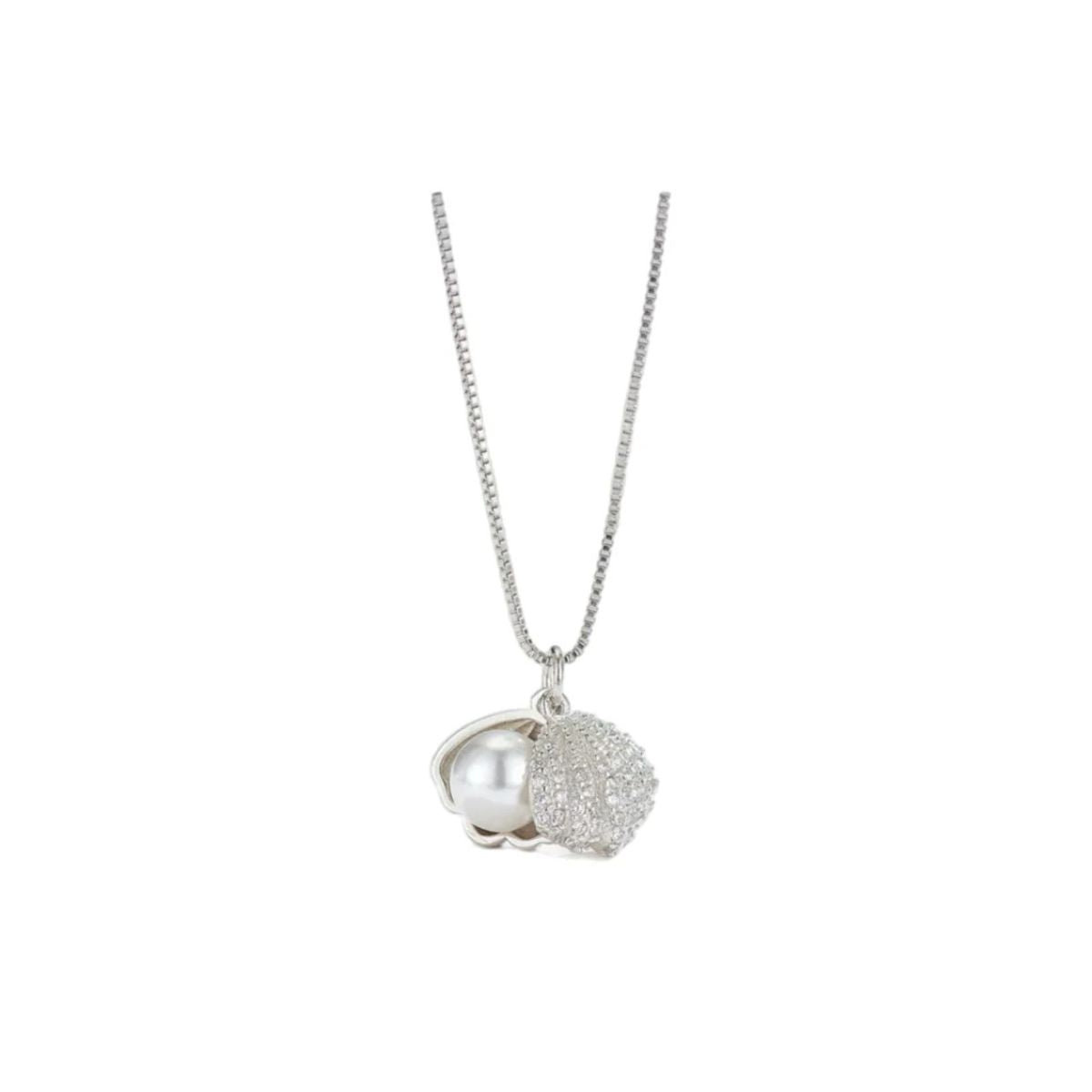 Crystal Pearl Shell Pendant Necklace