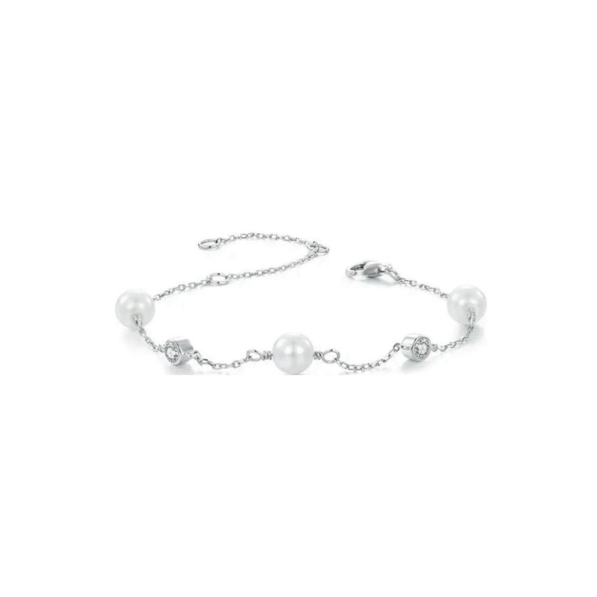 Dainty Pearl & Crystal Station Bracelet