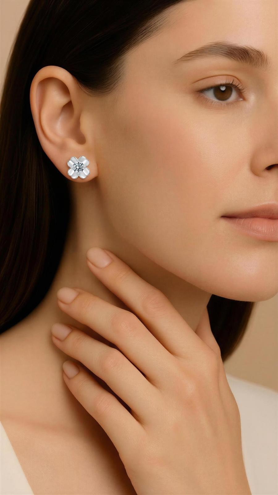 Sparkling Floral Crystal Stud Earrings