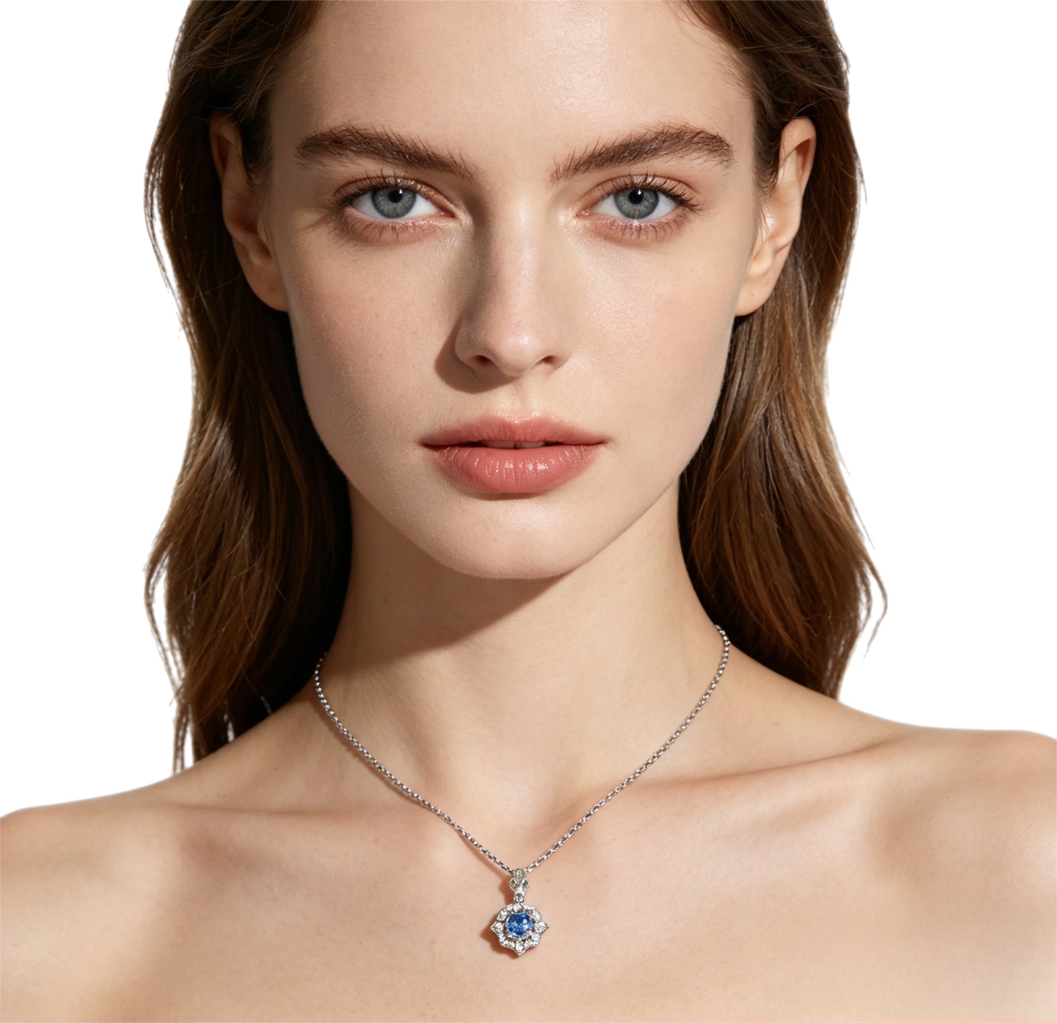 Blue Halo Snowflake Necklace