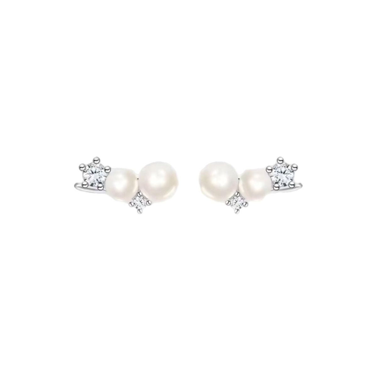 Dainty Double Pearl Ear Climber Earrings