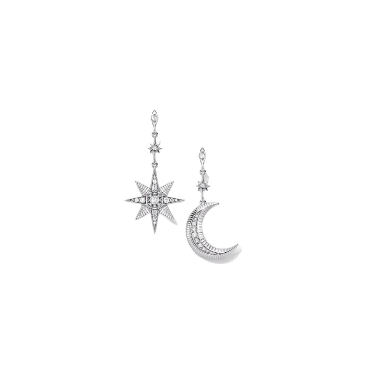 Celestial Moon & Star Mismatched Drop Earrings