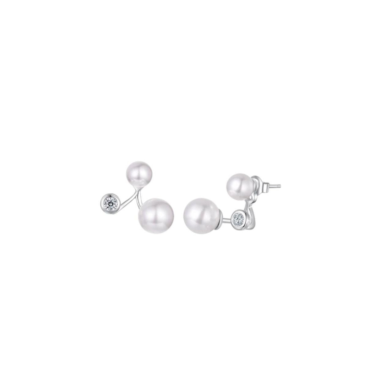 Modern Double Pearl Stud Earrings
