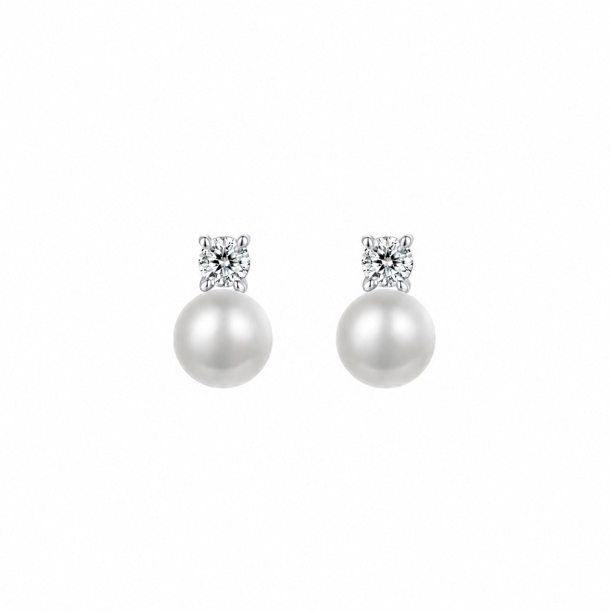 Classic Pearl & Crystal Stud Earrings
