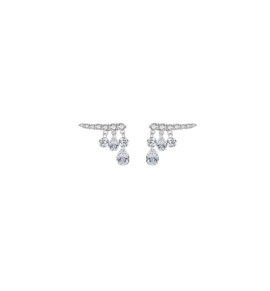 Sparkling Teardrop Crystal Ear Climber Earrings