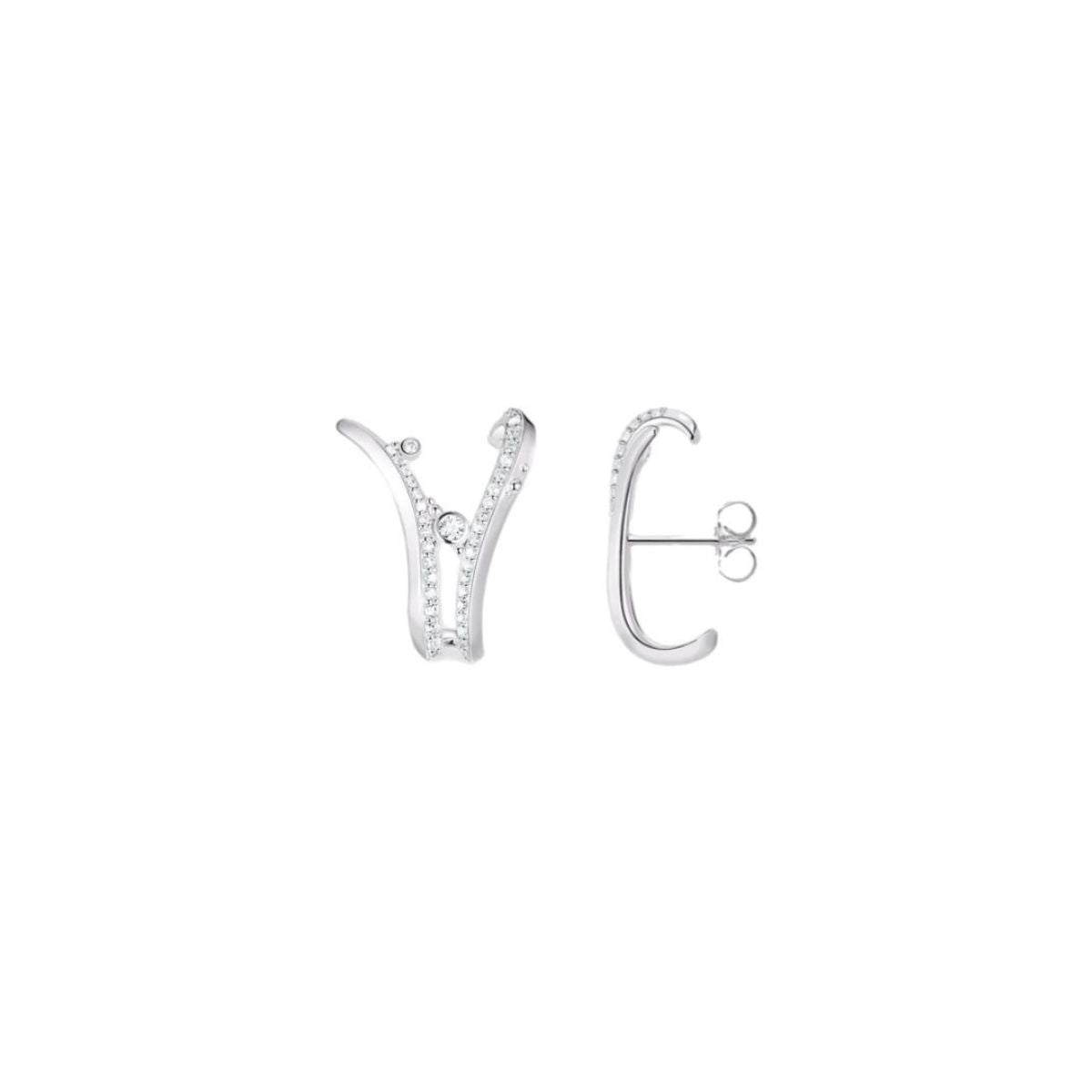 Sparkling Triple-Line Ear Jacket Earrings