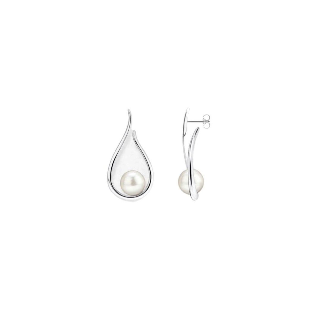 Modern Teardrop Pearl Drop Earrings