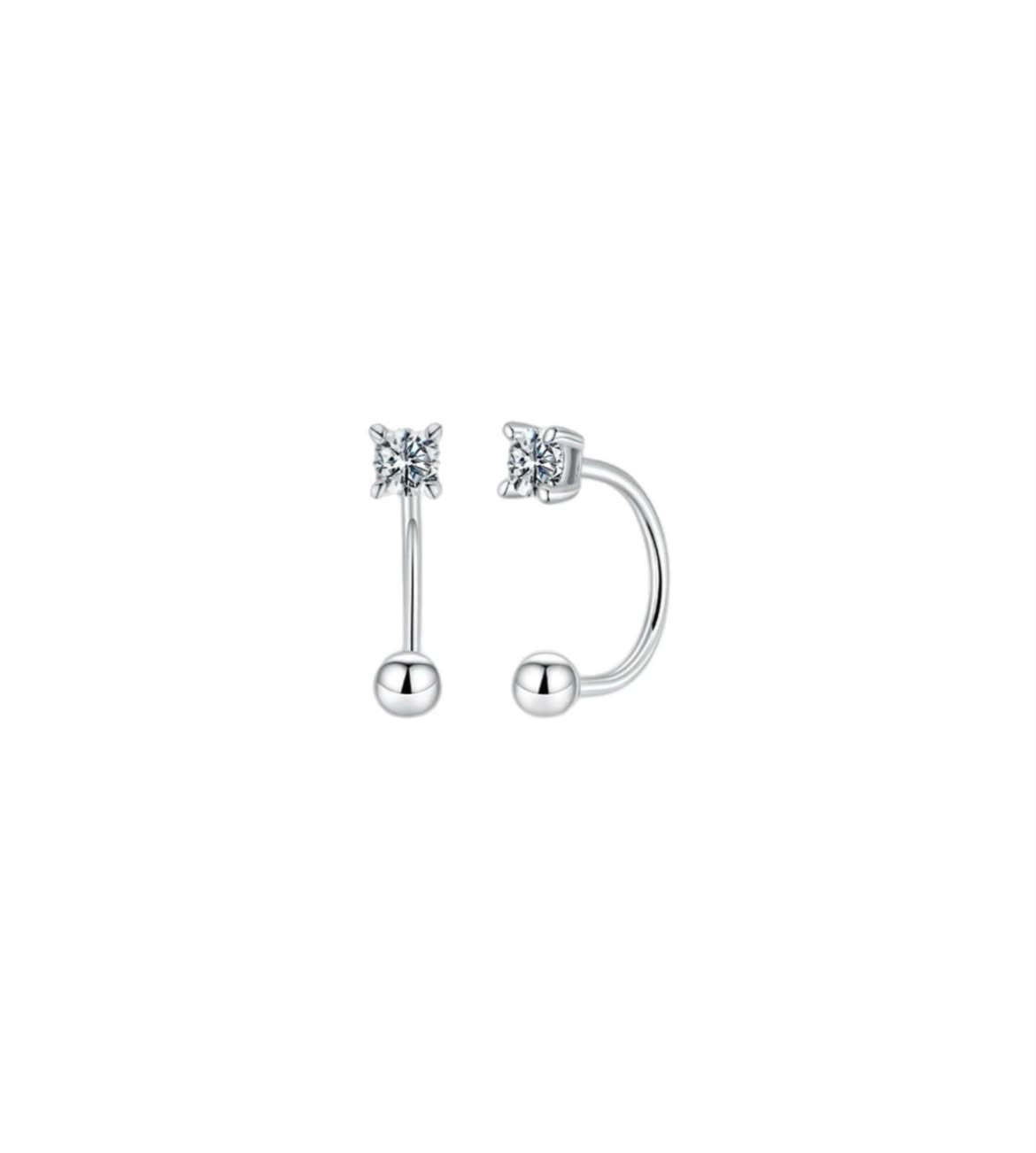 Minimalist Curved Bar Crystal Stud Earrings
