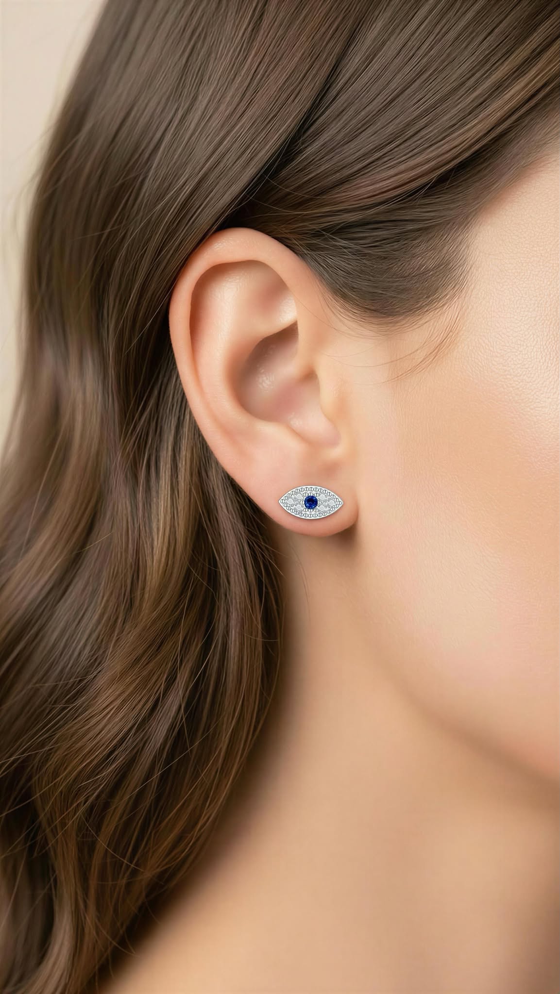 Blue Eye Crystal Stud Earrings