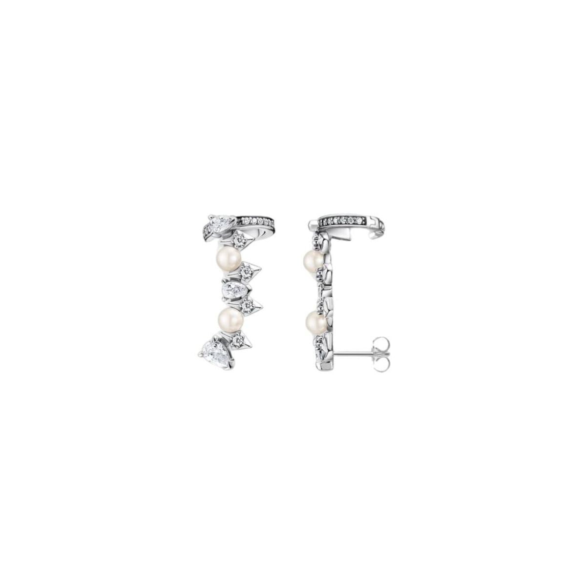 Pearl & Crystal Ear Cuff Drop Earrings