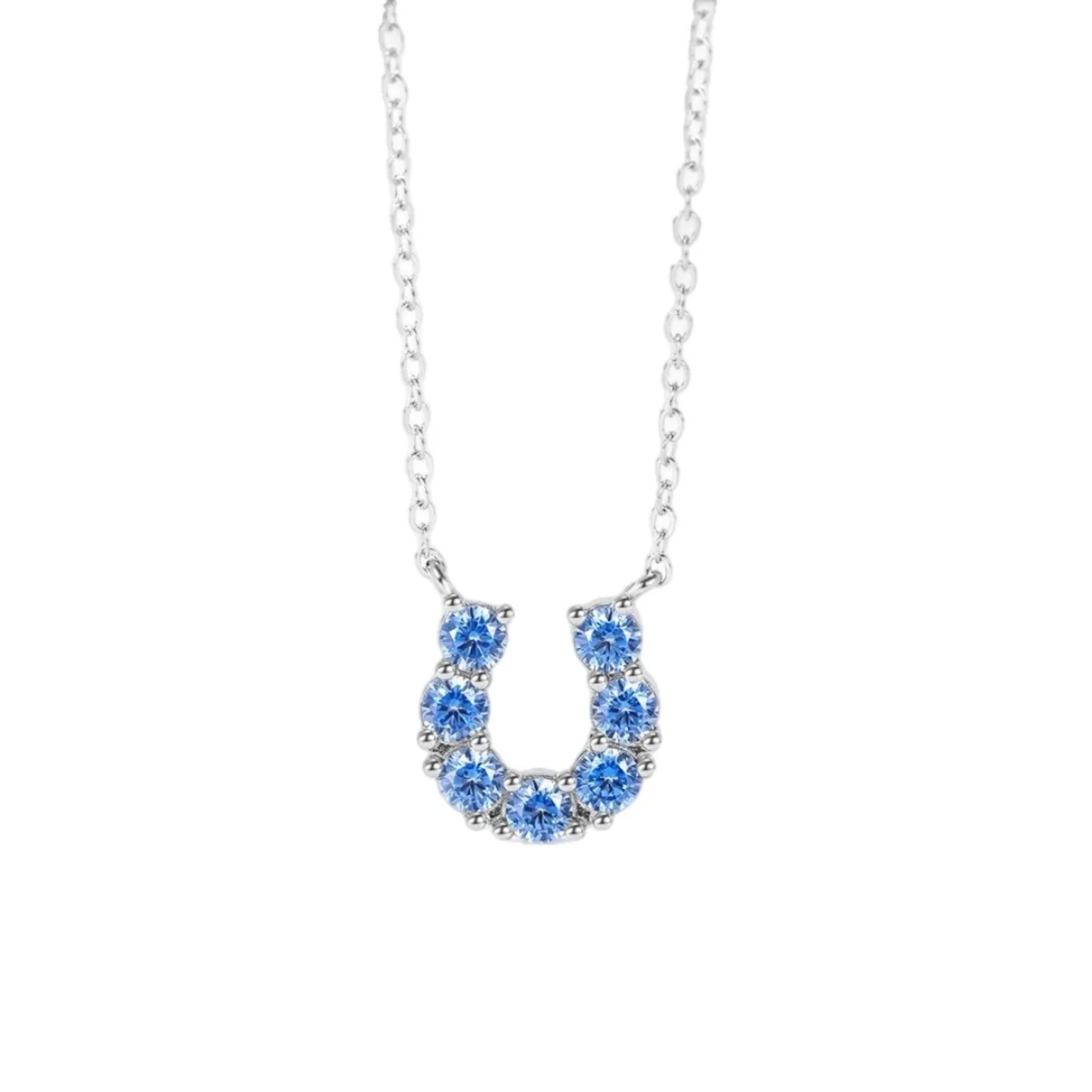 Lucky Blue Horseshoe Necklace