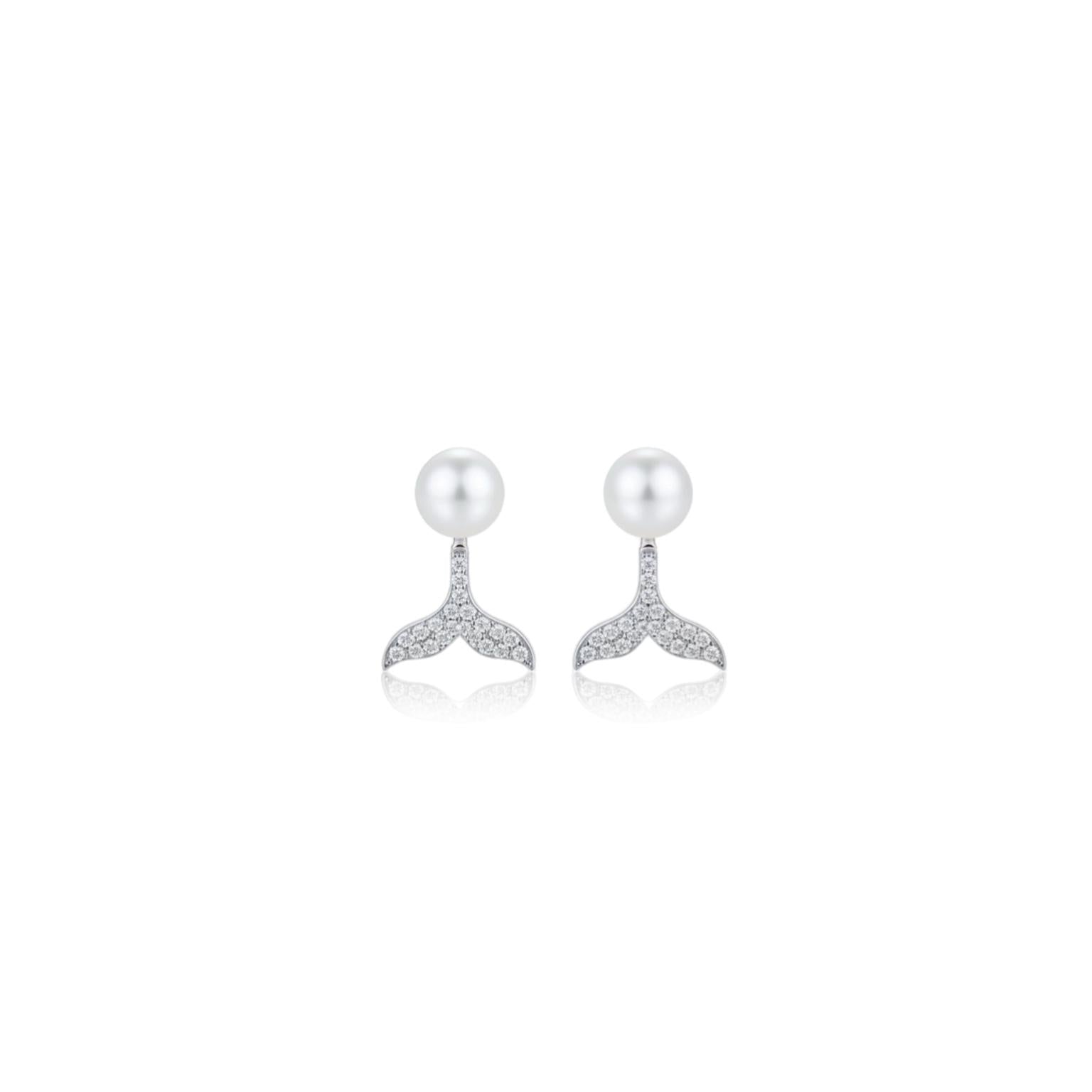 Mermaid Tail Pearl Stud Earrings