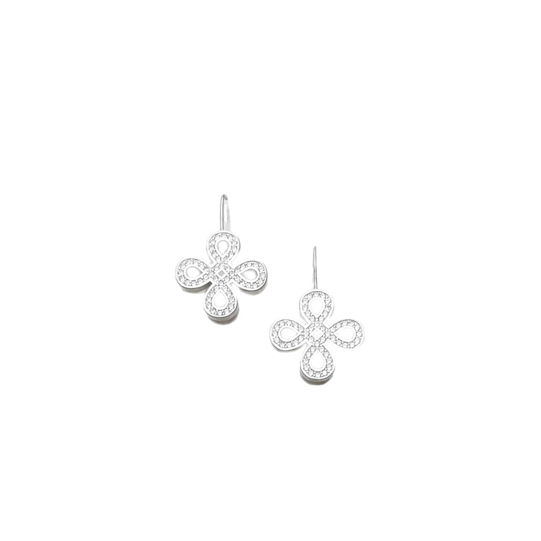 Sparkling Filigree Flower Drop Earrings