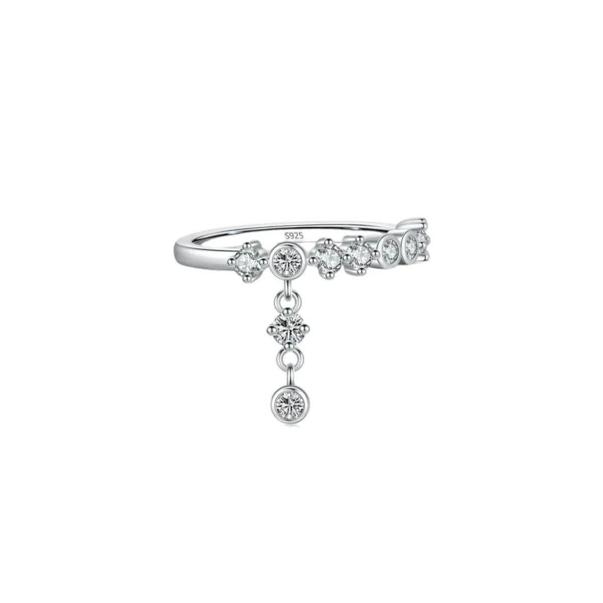 Sparkling Cascade Dangle Ring
