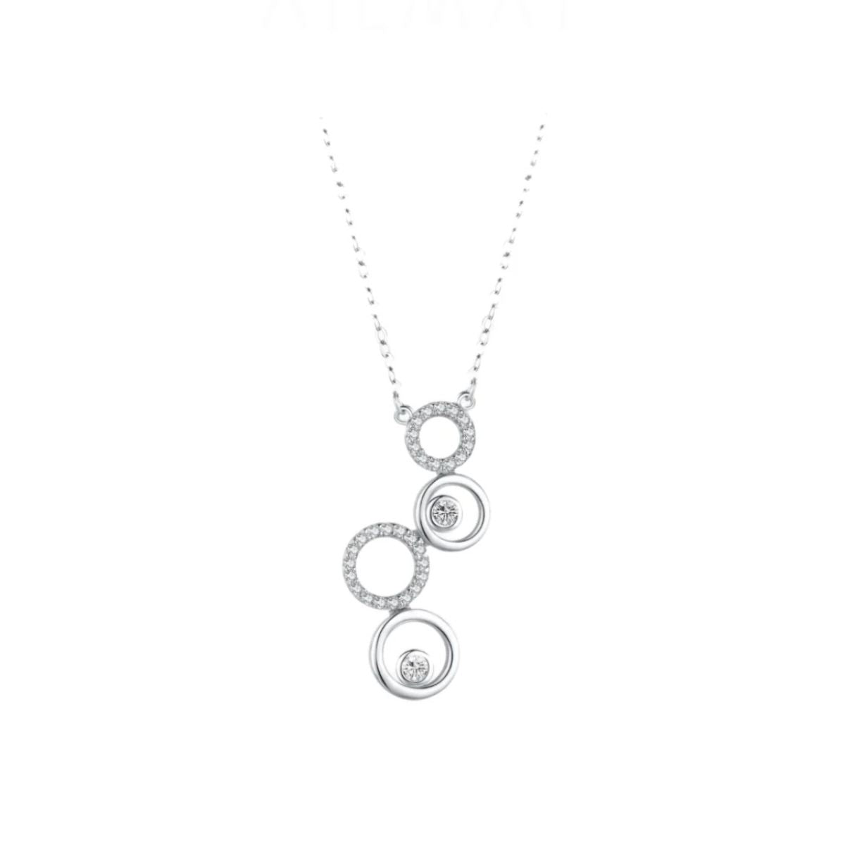 Cascading Circles Necklace - Sterling Silver CZ Pendant