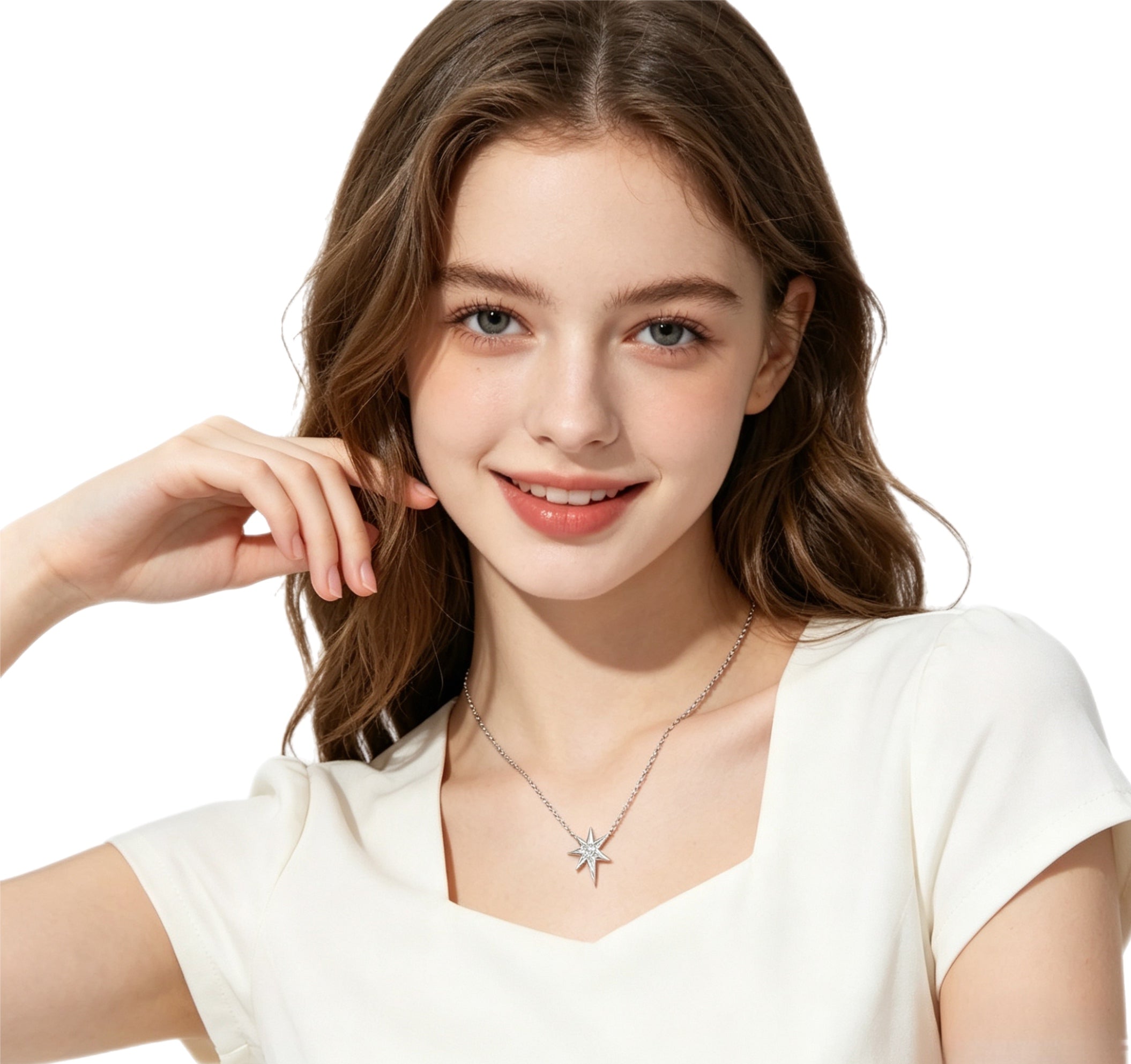 North Starburst Necklace - Sterling Silver North Star Pendant