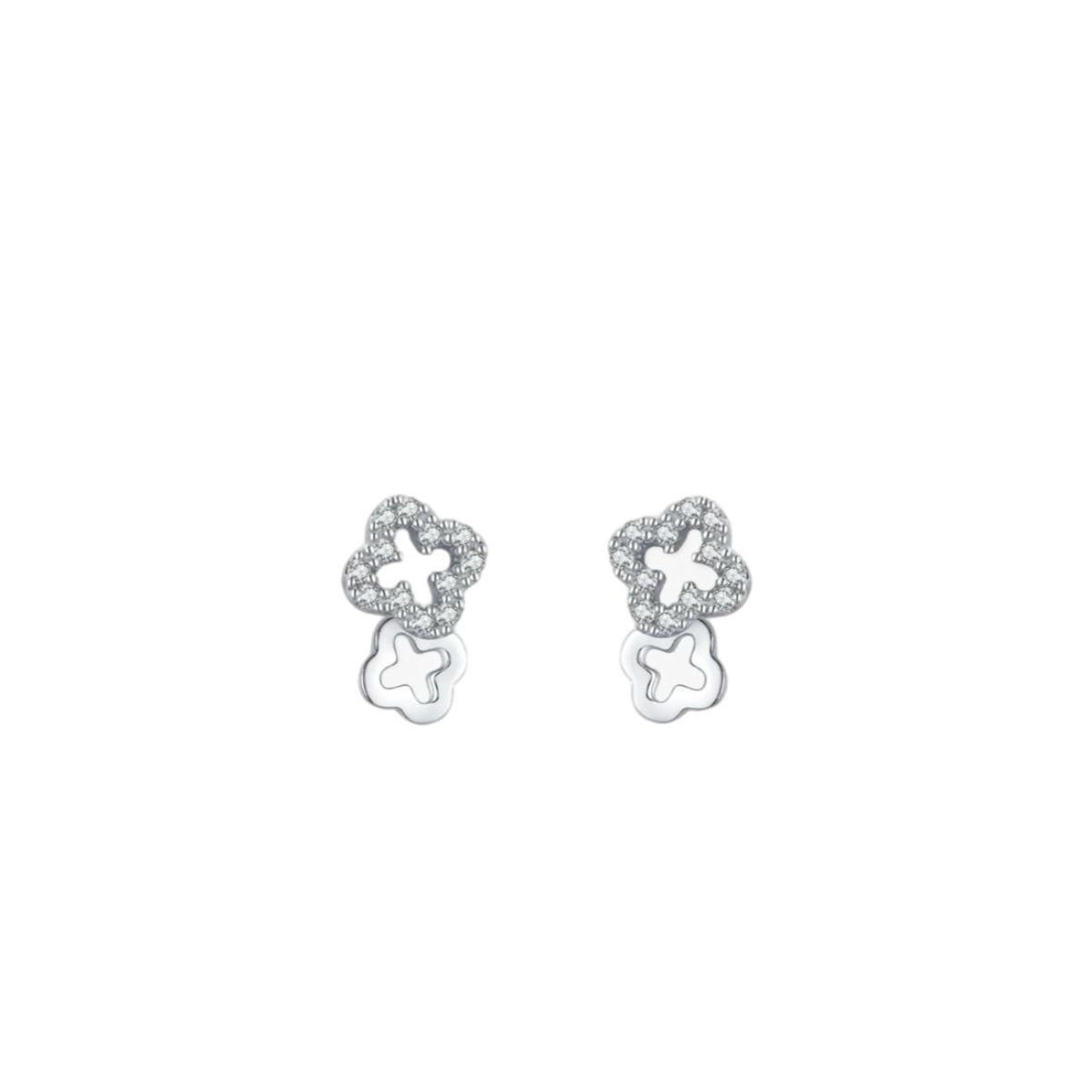 Double Clover Crystal Stud Earrings