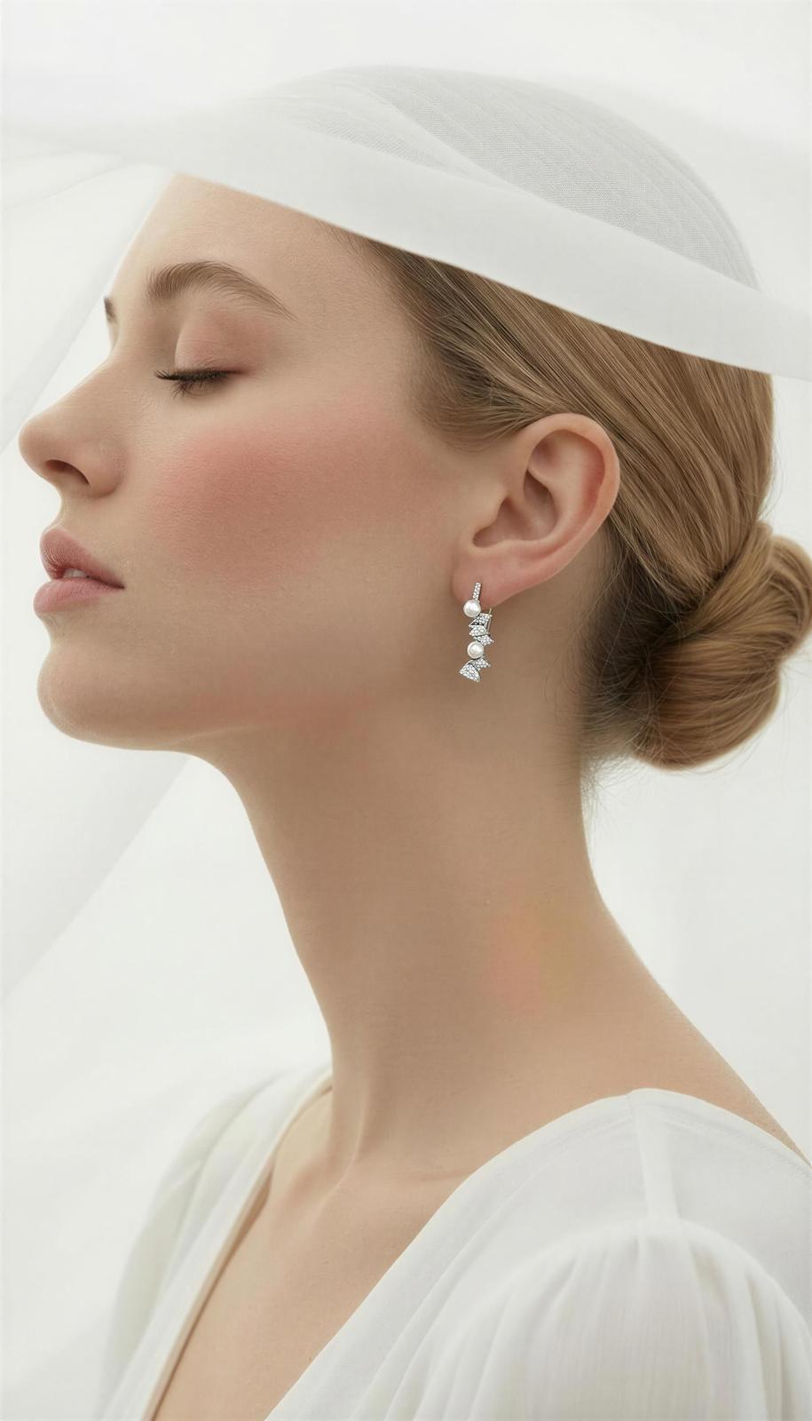 Pearl & Crystal Ear Cuff Drop Earrings