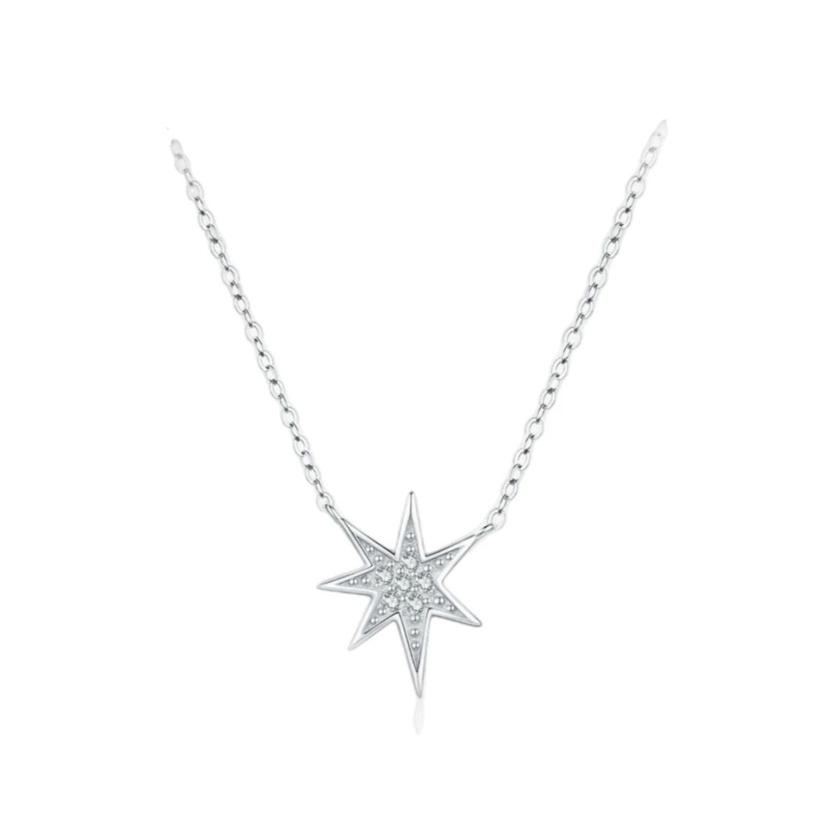 North Starburst Necklace - Sterling Silver North Star Pendant