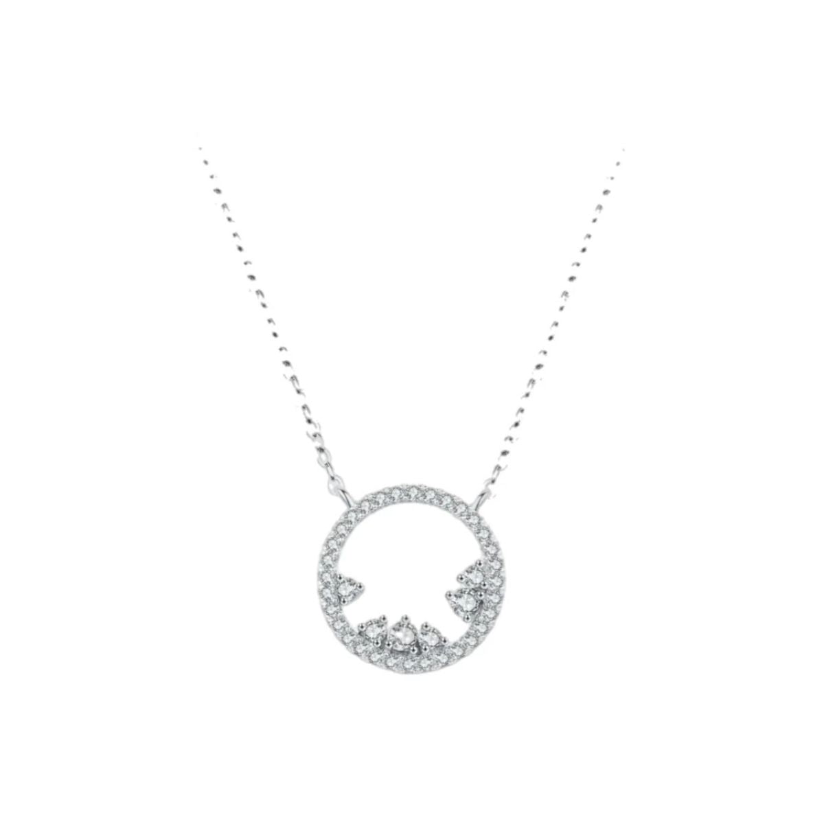 Circle Sparkle Necklace - Sterling Silver CZ Circle Pendant