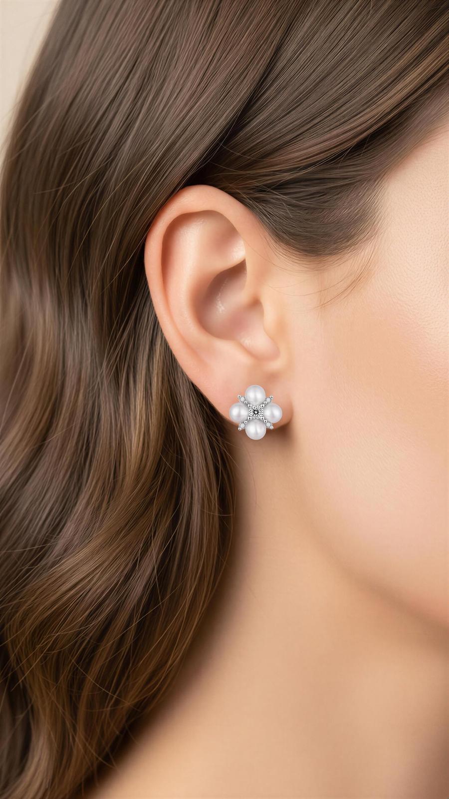 Pearl Blossom Cluster Stud Earrings