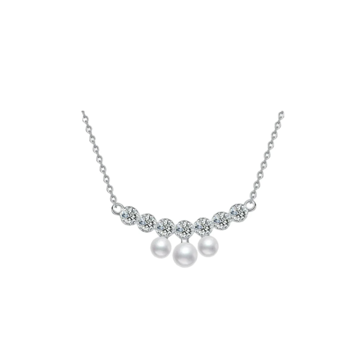Princess Tears Luxury Crystal Pearl Necklace - Sterling Silver Choker