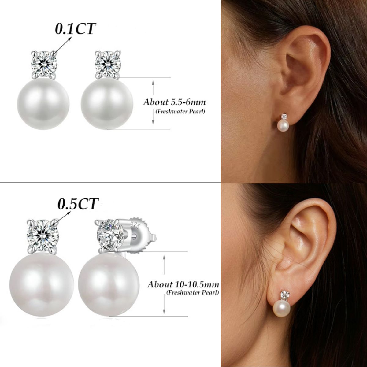 Classic Pearl & Crystal Stud Earrings