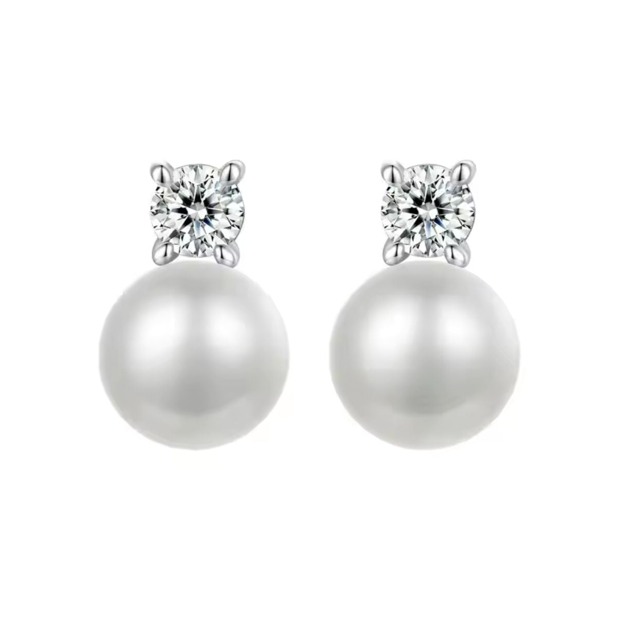 Classic Pearl & Crystal Stud Earrings