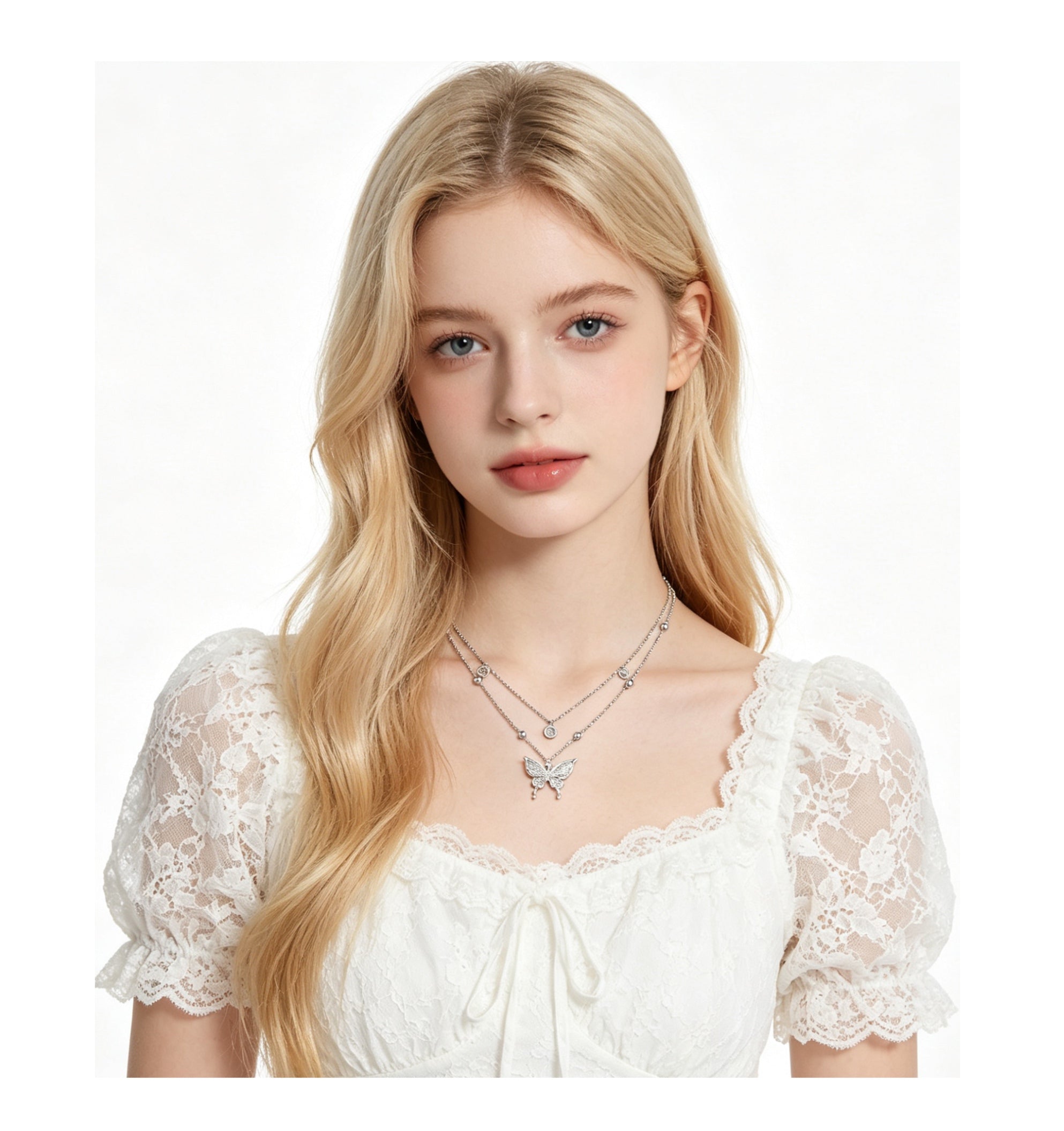 Layered Butterfly Sparkle Necklace