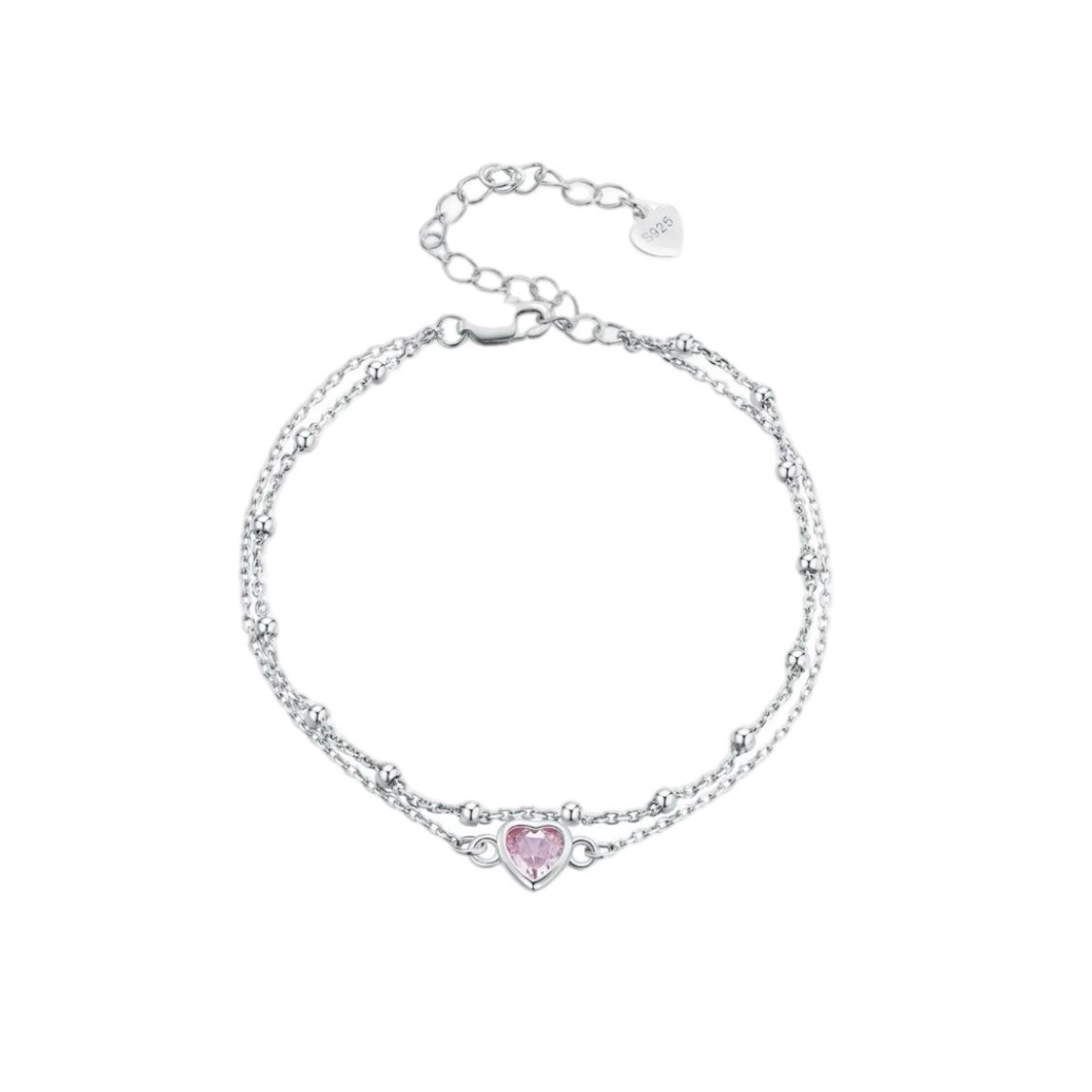 Rose Heart Double Chain Bracelet