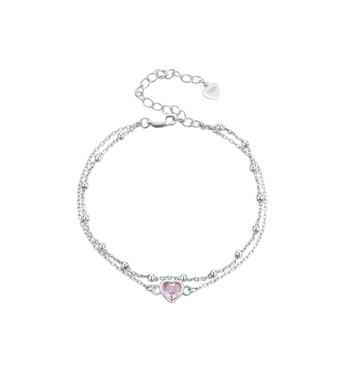 Rose Heart Double Chain Bracelet