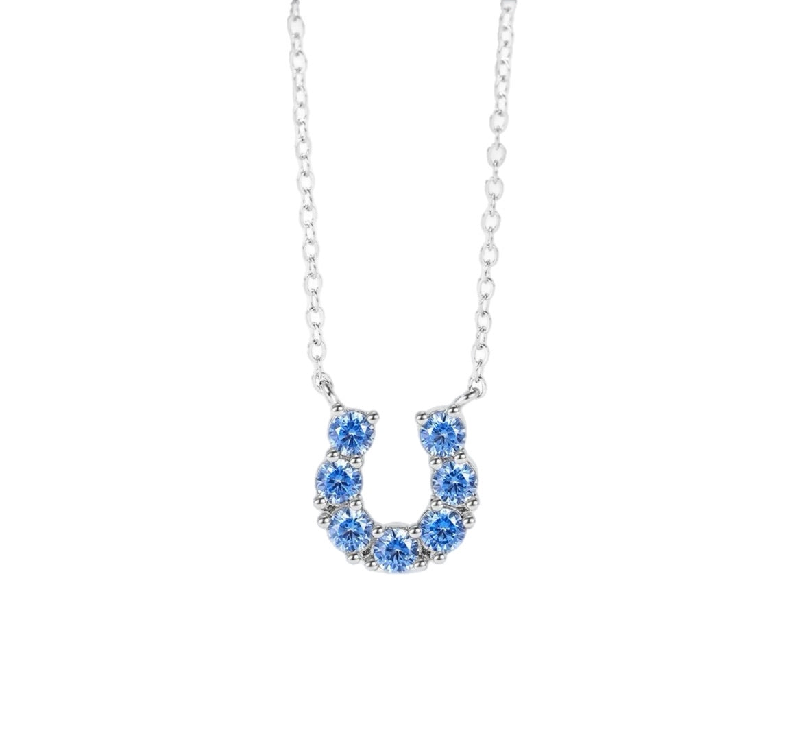 Lucky Blue Horseshoe Necklace