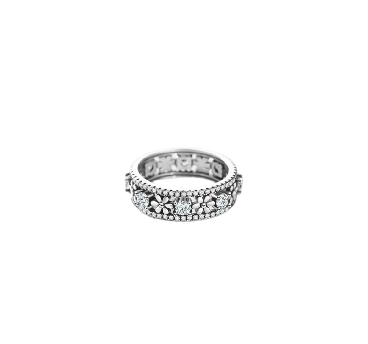 Sparkling Daisy Floral Eternity Ring