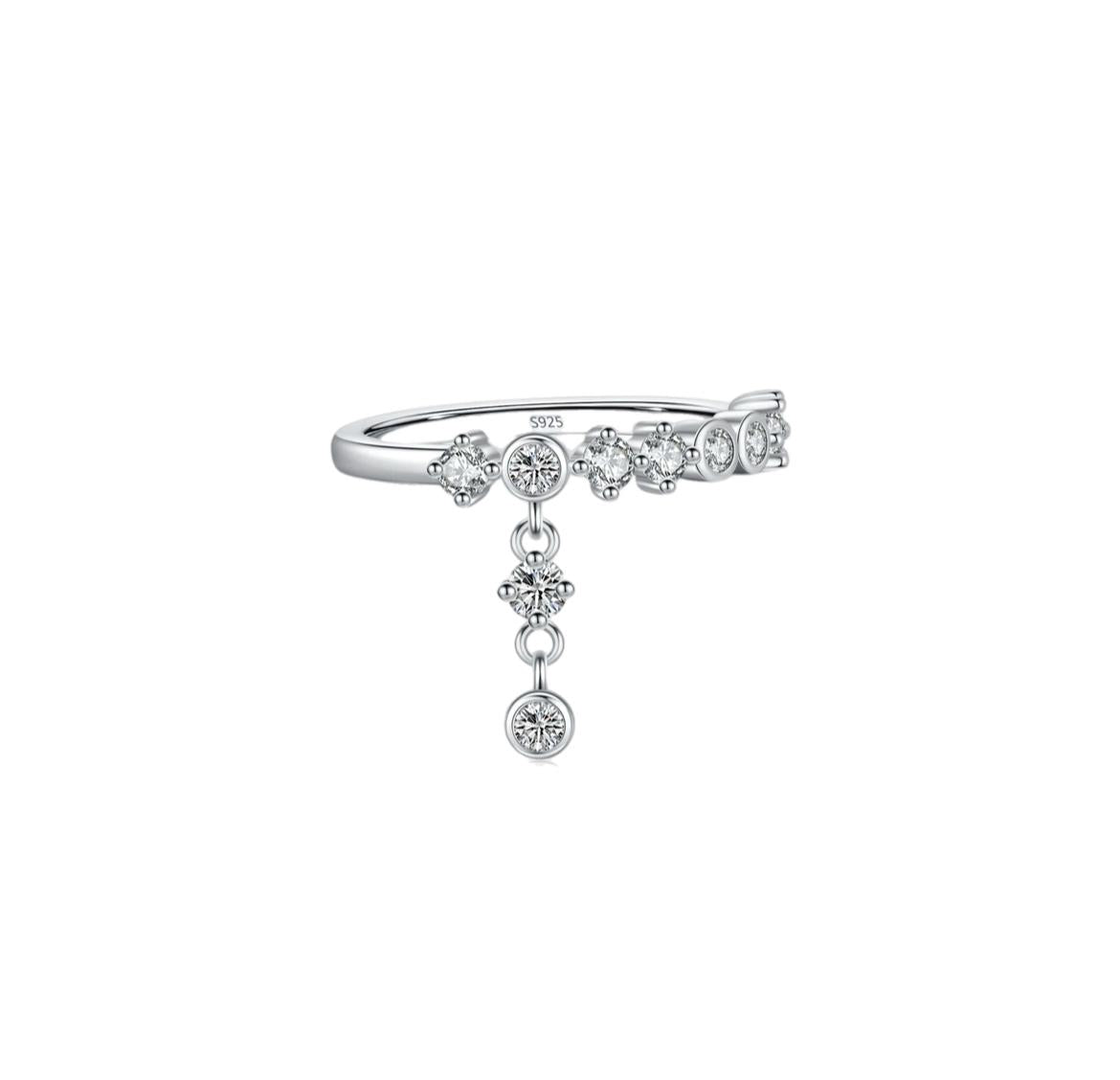 Sparkling Cascade Dangle Ring