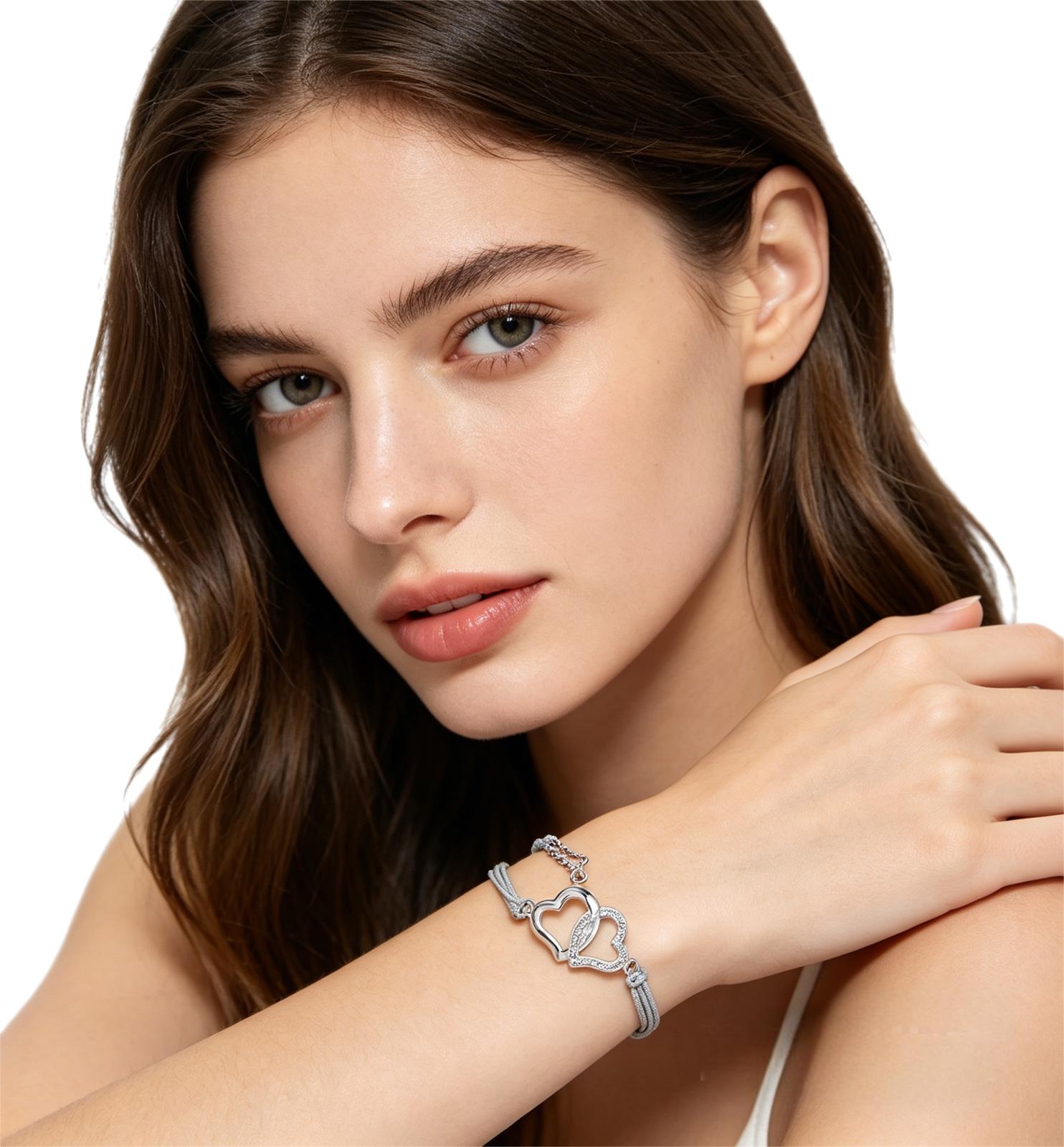 Interlocking Hearts Cord Bracelet