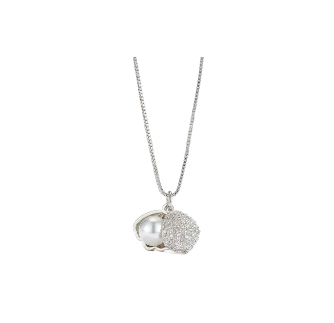Crystal Pearl Shell Pendant Necklace