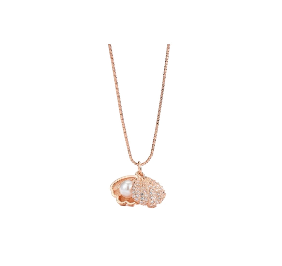 Crystal Pearl Shell Pendant Necklace