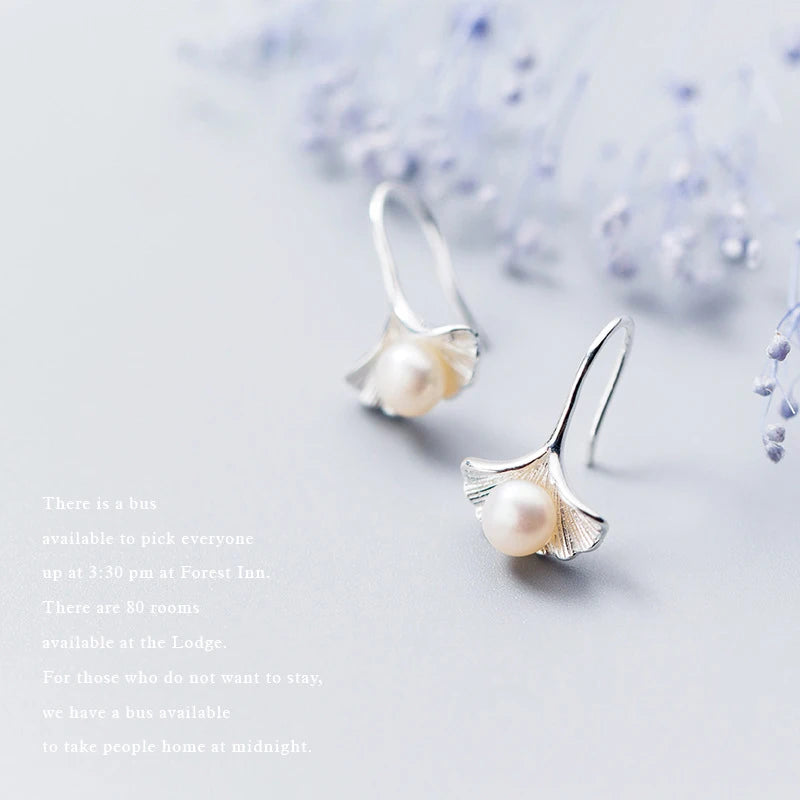 925 Sterling Silver Shell Pearl Drop Earrings