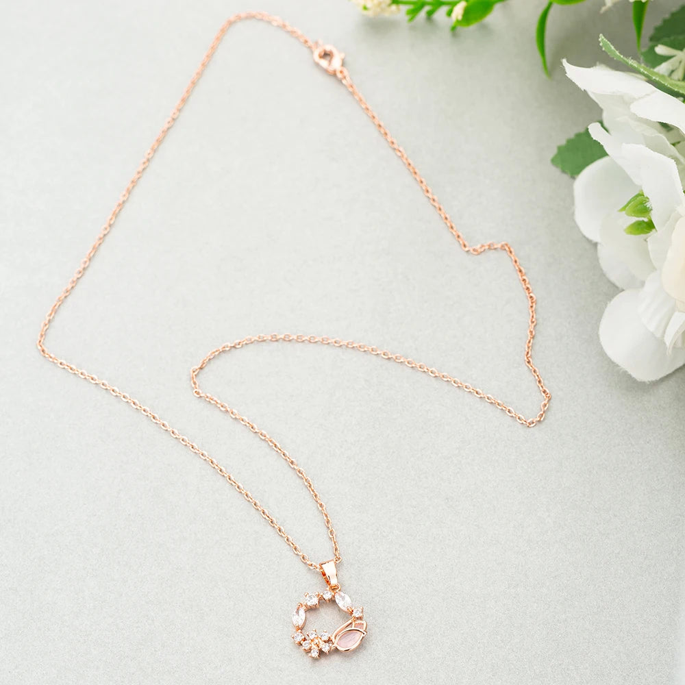 Rose Gold Necklace Earrings Jewelry Sets