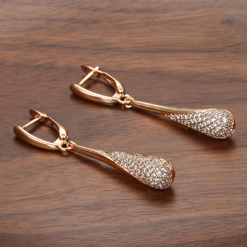 Sparkling Natural Zircon Long Dangle Earrings