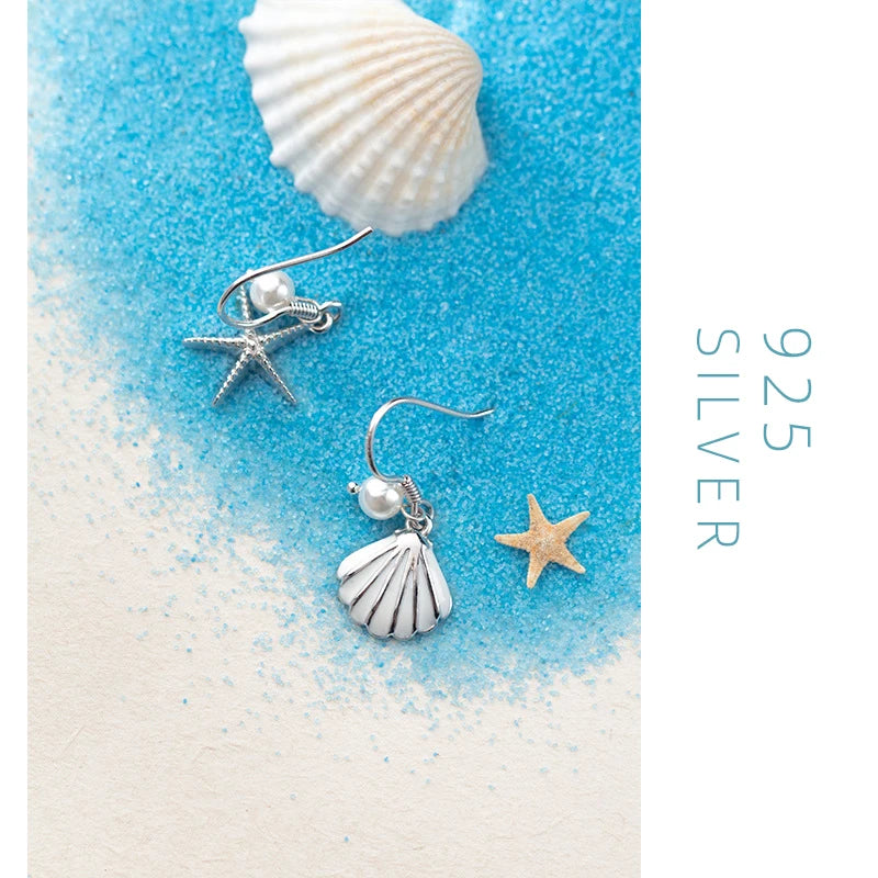 Fresh Romantic Shell Starfish Dangle Earring