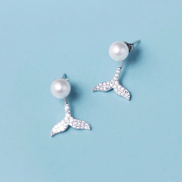 925 Sterling Silver Pearl Shining CZ Lovely  Dop  Earring