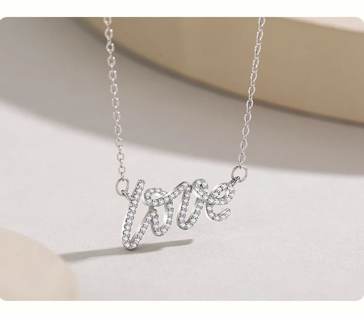 925 Sterling Silver Elegant Love Letter Necklace