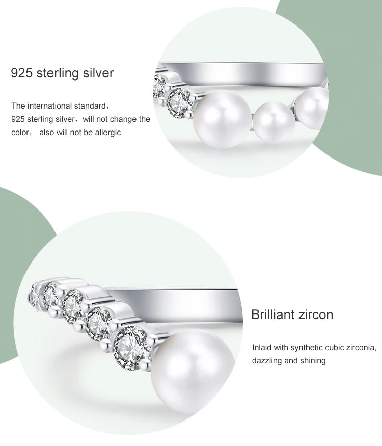 Sterling Silver  Water Drop Shell Pearl Rings