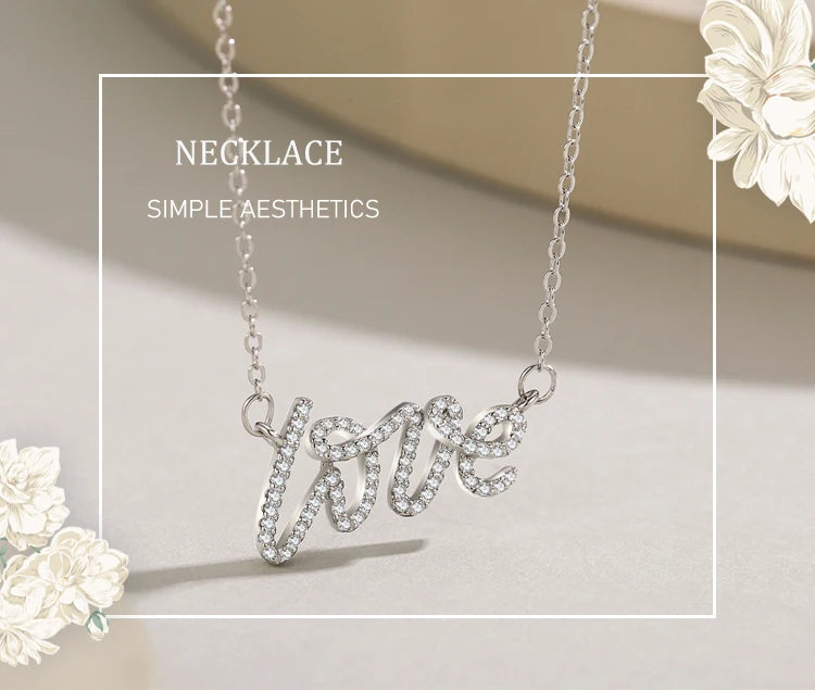 925 Sterling Silver Elegant Love Letter Necklace