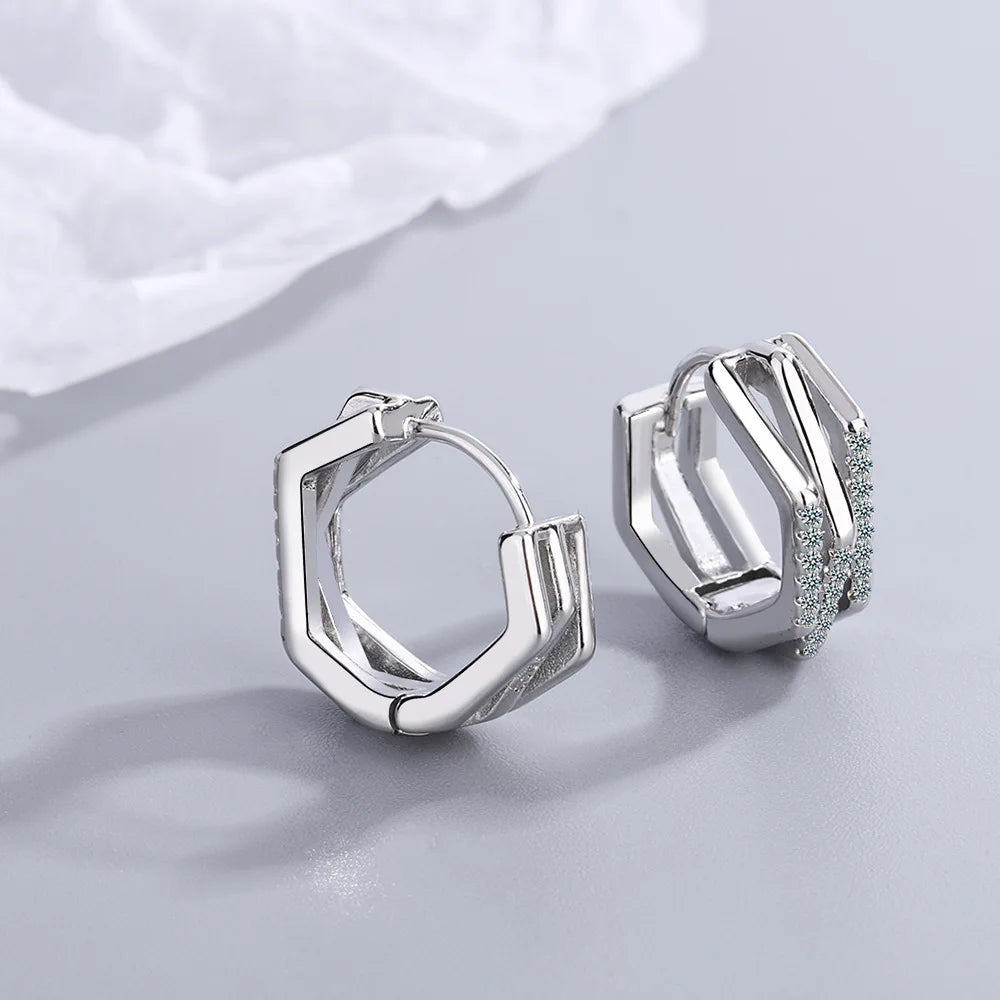 Silver Needle Irregular Multilevel Shiny  Earrings