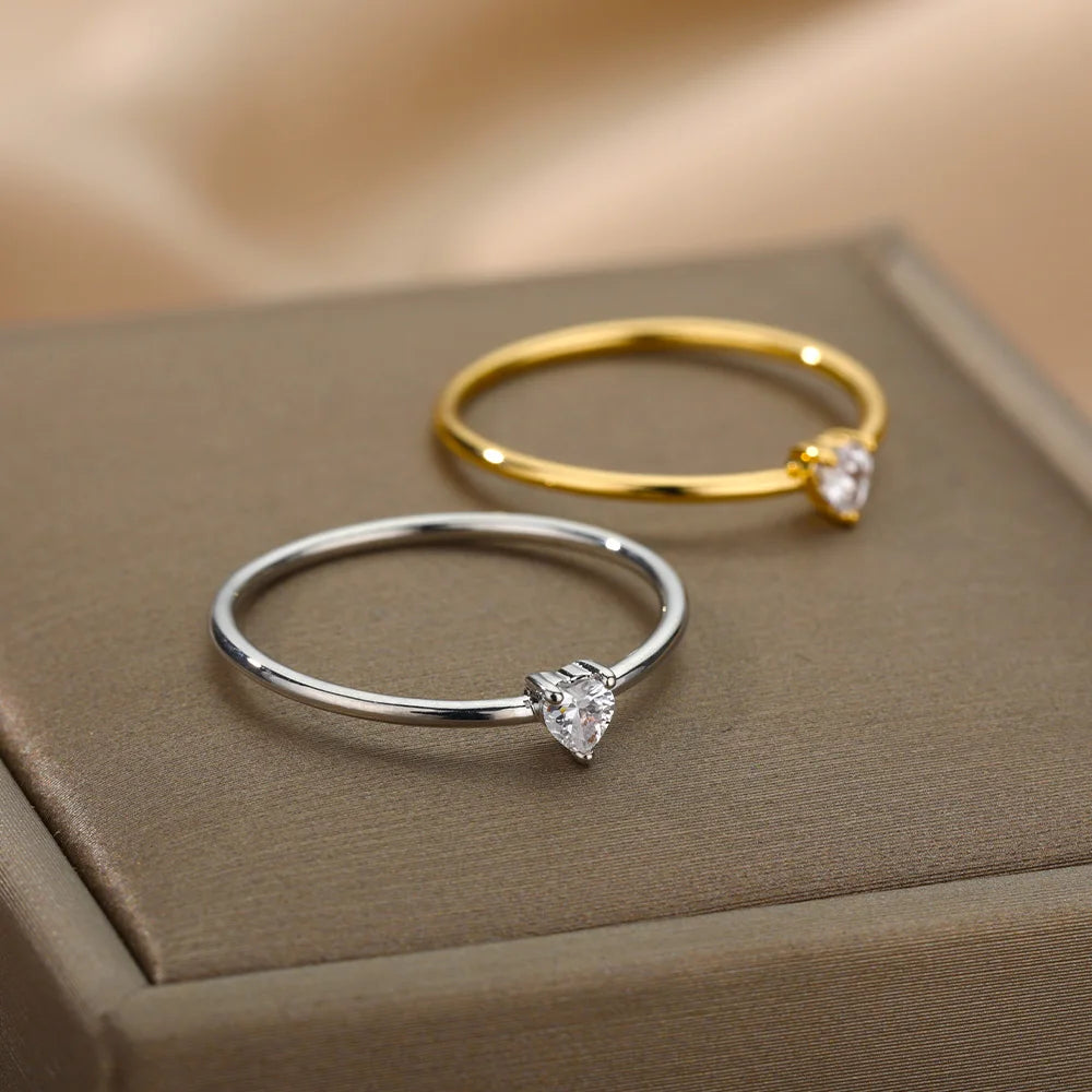 Zircon Little Heart Rings